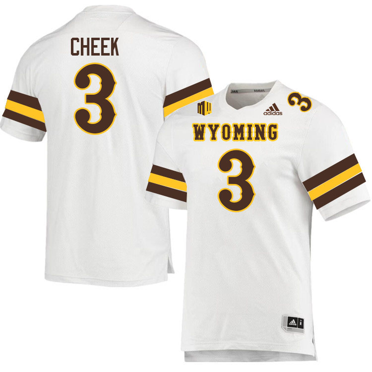 #3 Brooklyn Cheek Wyoming Cowboys Jersey College Football Uniforms,Gears,Jerseys-White